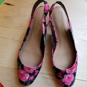 Pink floral Christian Siriano flats